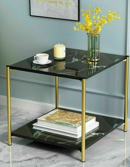 طاولة ماربل طبقتين بشكل مربع