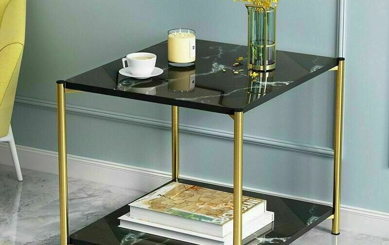 طاولة ماربل طبقتين بشكل مربع