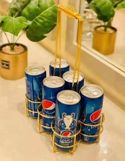 حامل زجاجات ذهبي عدد6