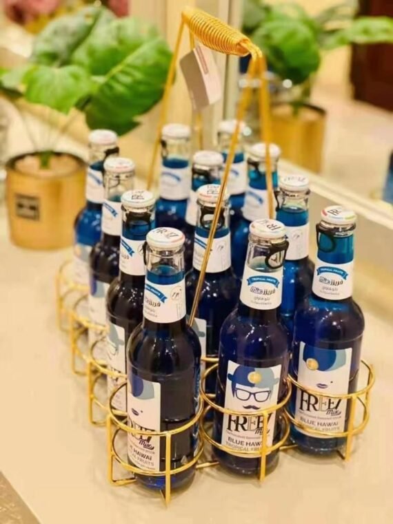 حامل زجاجات ذهبي عدد12