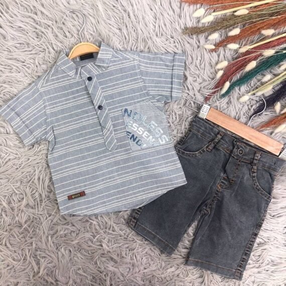 طقم ولادي فميص وشرط جينز