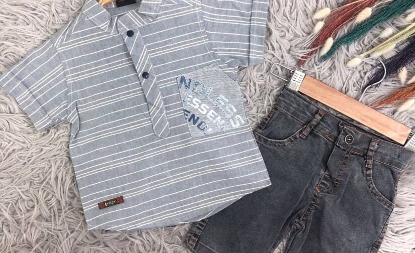 طقم ولادي فميص وشرط جينز