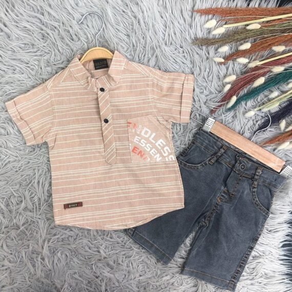 طقم ولادي فميص وشرط جينز