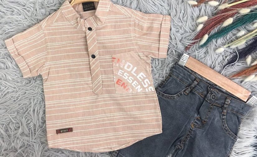 طقم ولادي فميص وشرط جينز