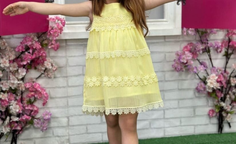 فستان بناتي أصفر