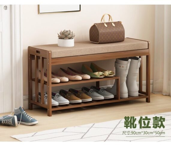 مقعد أحذية خشب وقماش