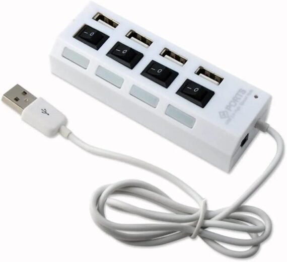 هب USB  مع كبسة لكل مدخل ( 4 مداخل)