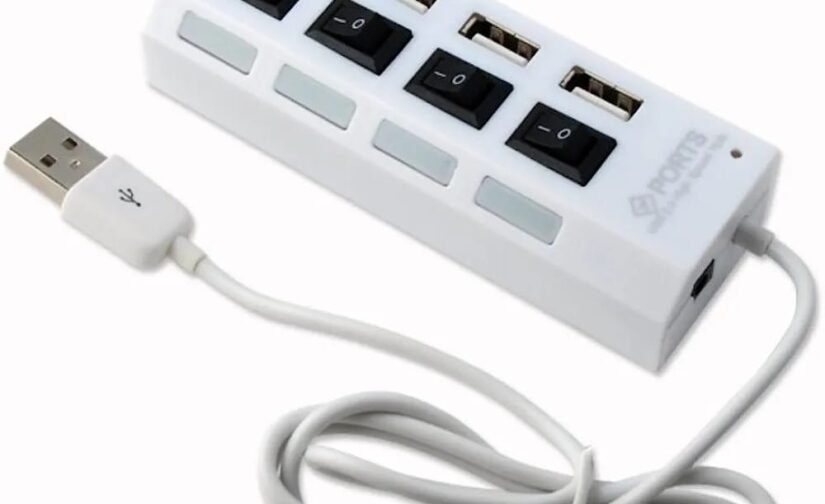 هب USB  مع كبسة لكل مدخل ( 4 مداخل)