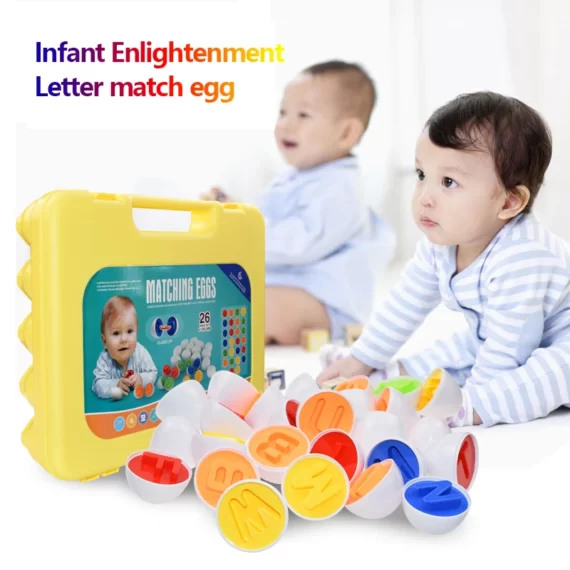 لعبة تطابق البيض 26 قطعة من الحروف الانجليزية  ABC وتعلم الالوان
