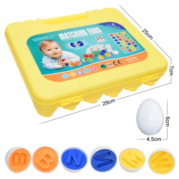 لعبة تطابق البيض 26 قطعة من الحروف الانجليزية  ABC وتعلم الالوان