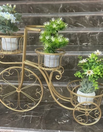 ستاند وديكور على شكل بسكليت لقوار الورد والزريعة