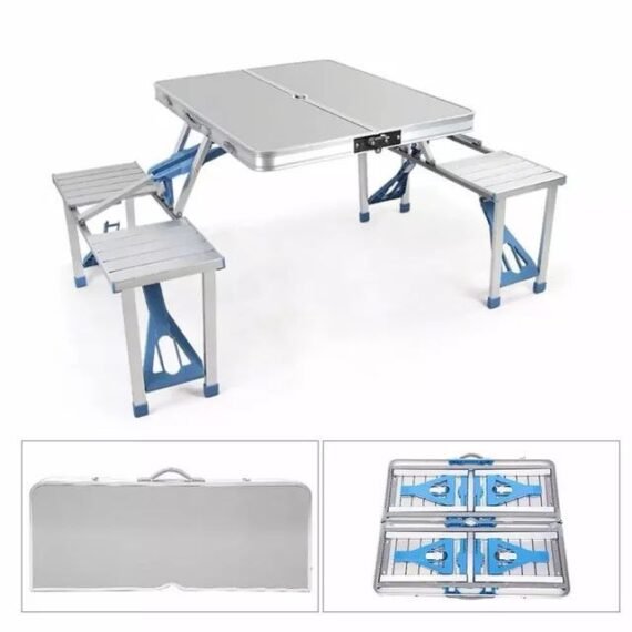 طاولة معدنية على شكل شنطة مع 4مقاعد