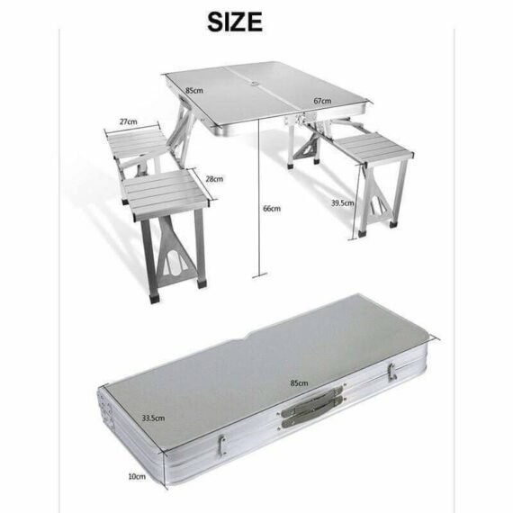 طاولة معدنية على شكل شنطة مع 4مقاعد