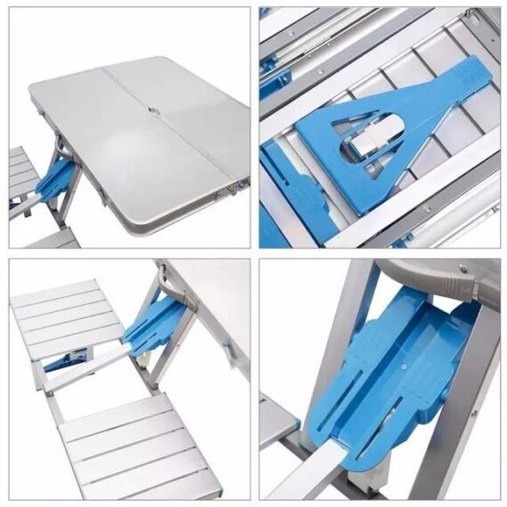 طاولة معدنية على شكل شنطة مع 4مقاعد